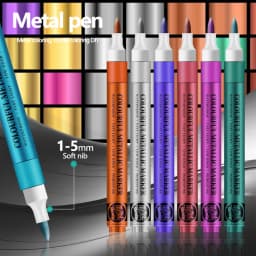 12 Colors Metallic Markers Pens Silver Gold Paint Pens for Black Paper, Glass, Rock Painting, Halloween Pumpkin Scrapbook Album