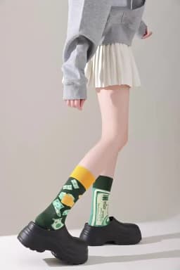 Colorful Cartoon Combed Cotton Women's Two Toe Socks Grapes Waves Carp Japanese Harajuku Funny Cute Sandals Tabi Socks Sokken