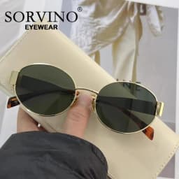 SORVINO Retro Metal Frame Oval Sunglasses Luxury Fashion Brand Female Sun Glasses for Women Men Punk Unisex Stylish Shades UV400