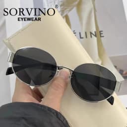 SORVINO Retro Metal Frame Oval Sunglasses Luxury Fashion Brand Female Sun Glasses for Women Men Punk Unisex Stylish Shades UV400