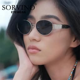 SORVINO Retro Metal Frame Oval Sunglasses Luxury Fashion Brand Female Sun Glasses for Women Men Punk Unisex Stylish Shades UV400