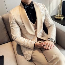Spring 2025 Men's British Style Business Casual Three-Piece Suit Vest Trousers High-Density Jacquard Wedding Dress