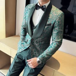 Spring 2025 Men's British Style Business Casual Three-Piece Suit Vest Trousers High-Density Jacquard Wedding Dress