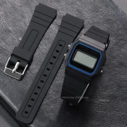 18mm Silicone Rubber Strap for Casio W800H W800H A158/168 AE1200/1300 SGW400 F91W F84 F105/108 Soft Black Watchband Bracelet