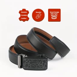 1pc Fashionable Cowhide Black Belt, Automatic Buckle, For Men Daily Life Leisure Time Party Festival Work Business Formal