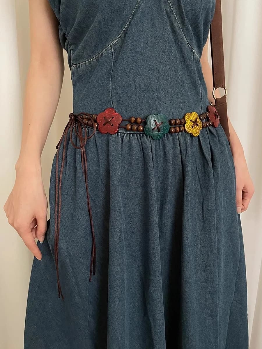 Retro Do Old Sweet Wind Belt Female Minority Lovely Flower National Wind With Skirt Dress Decorative Waist Rope Tide