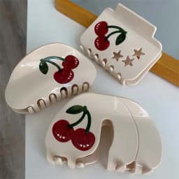 Oversize Rhinestone Cherry Geometric Hair Clip Claw For Women Creative Fruits Star Ponytail Barrettes Thick Hair Accessories