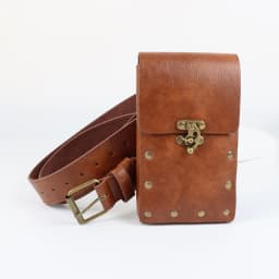 Vintage Renaissance Festival PU Leather Belt Waist Bag with Pouch and Potion Bottle Holder Halloween Witch Cosplay Set