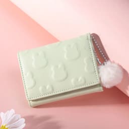Cute Cartoon Rabbit Coin Purse Women Short Foldable PU Wallet Card Holder Girls Pink Clutch Bags Trendy Candy Color Wallets