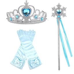 Princess Elsa Cosplay Accessories Gloves Wand Crown Jewelry Set Elsa Wig Braid For Snow Queen Princess Dress Clothes Cosplay