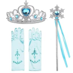 Princess Elsa Cosplay Accessories Gloves Wand Crown Jewelry Set Elsa Wig Braid For Snow Queen Princess Dress Clothes Cosplay