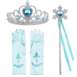 Princess Elsa Cosplay Accessories Gloves Wand Crown Jewelry Set Elsa Wig Braid For Snow Queen Princess Dress Clothes Cosplay