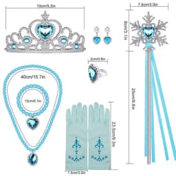 Princess Elsa Cosplay Accessories Gloves Wand Crown Jewelry Set Elsa Wig Braid For Snow Queen Princess Dress Clothes Cosplay