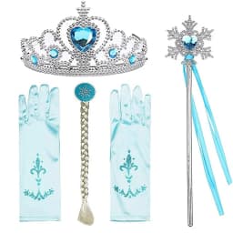 Princess Elsa Cosplay Accessories Gloves Wand Crown Jewelry Set Elsa Wig Braid For Snow Queen Princess Dress Clothes Cosplay
