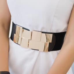 Women's Elastic Wide Waistband Classic Ladies Multicolor Square Buckle Dress Decorative Slim Stretchy Waistband
