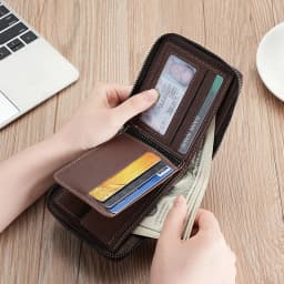 New Short Men Zipper Wallet Luxury Coin Pocket Retro Male Patchwork Purse Quality ID Card Holder Stone Pattern Wallet For Men