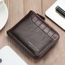 New Short Men Zipper Wallet Luxury Coin Pocket Retro Male Patchwork Purse Quality ID Card Holder Stone Pattern Wallet For Men