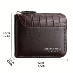 New Short Men Zipper Wallet Luxury Coin Pocket Retro Male Patchwork Purse Quality ID Card Holder Stone Pattern Wallet For Men