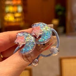 2PCS Cartoon Beaded Clouds Moon Swan Girls Lovely Elastic Hair Bands Princess Hair Accessories Children Hair Ties Baby Headwear