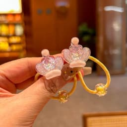 2PCS Cartoon Beaded Clouds Moon Swan Girls Lovely Elastic Hair Bands Princess Hair Accessories Children Hair Ties Baby Headwear