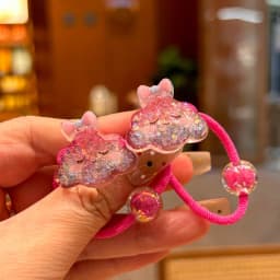 2PCS Cartoon Beaded Clouds Moon Swan Girls Lovely Elastic Hair Bands Princess Hair Accessories Children Hair Ties Baby Headwear