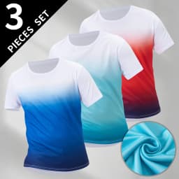1/4/6 Pcs Men's Plus Size Gradient Quick-Drying Short-Sleeved Teenagers Loose Sports Running Fitness Football Basketball T-Shirt