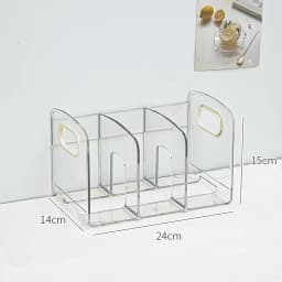 Clear Acrylic Bookends Convenient Desk Organizer with Handle Desktop Sorting Rack Divided Book Stand Study Supplies