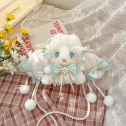 New Cute Bunny Plush Bag Lolita Element Shoulder Bag Kawaii Princess Sweet Pearl Chain Crossbody Bags Long-eared Rabbit Purse