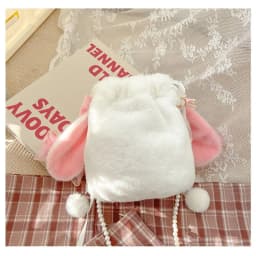 New Cute Bunny Plush Bag Lolita Element Shoulder Bag Kawaii Princess Sweet Pearl Chain Crossbody Bags Long-eared Rabbit Purse