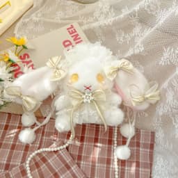 New Cute Bunny Plush Bag Lolita Element Shoulder Bag Kawaii Princess Sweet Pearl Chain Crossbody Bags Long-eared Rabbit Purse