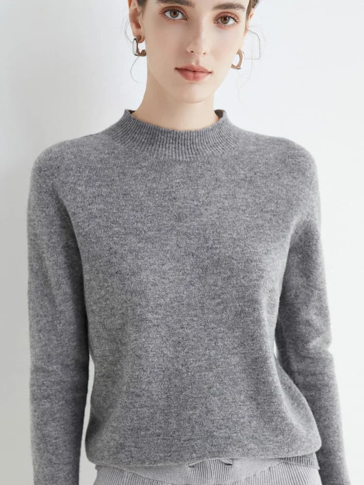 AOSSVIAO 2026 Autumn Winter Solid Mock-neck Pullover Sweater For Women Casual Knitwear Female Clothing Basic Soft Tops