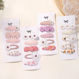 5Pcs/Set Mini Baby Girl Cute HairClip Print Cotton Alloy Hairclip for Toddler Girl Lovely Kid Headwear Baby Hair Accessories