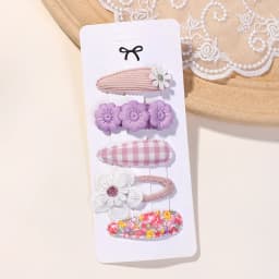5Pcs/Set Mini Baby Girl Cute HairClip Print Cotton Alloy Hairclip for Toddler Girl Lovely Kid Headwear Baby Hair Accessories