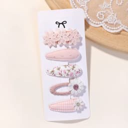 5Pcs/Set Mini Baby Girl Cute HairClip Print Cotton Alloy Hairclip for Toddler Girl Lovely Kid Headwear Baby Hair Accessories