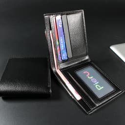 Fashion Men's Solid Color Horizontal Short Style Leather Wallet with Multiple Card Slots and A Clear ID Window for Students
