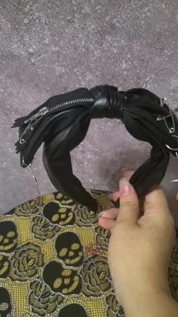 Gothic Bow Leather Harajuku Punk Zipper Pin Headbands Women Subculture Streewear Hair Band Y2K Girl Headdress Hair Accessories