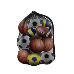 Large Mesh Ball Bag Drawstring Bag for Storage Soccer Basketball Volleyball Training Bags Black Sports Bag with Shoulder Straps