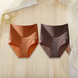 2Pcs/Set High Waist Panties Women Body Slimming Underwear Breathable Comfortable Briefs Solid Briefs Breathable Lingerie