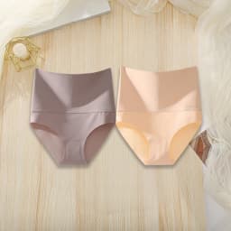 2Pcs/Set High Waist Panties Women Body Slimming Underwear Breathable Comfortable Briefs Solid Briefs Breathable Lingerie