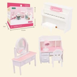 1:12 Forest Family Dollhouse Furniture Montessori Miniature Doll House Kitchen Bedroom Bathroom Accessories For Girl Gifts