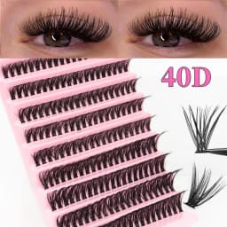 40D Volume Eyelash Extensions DIY Kit, 0.05mm Thickness, Mixed Length 8-16mm, D Curl Natural & Bold Anime Look,