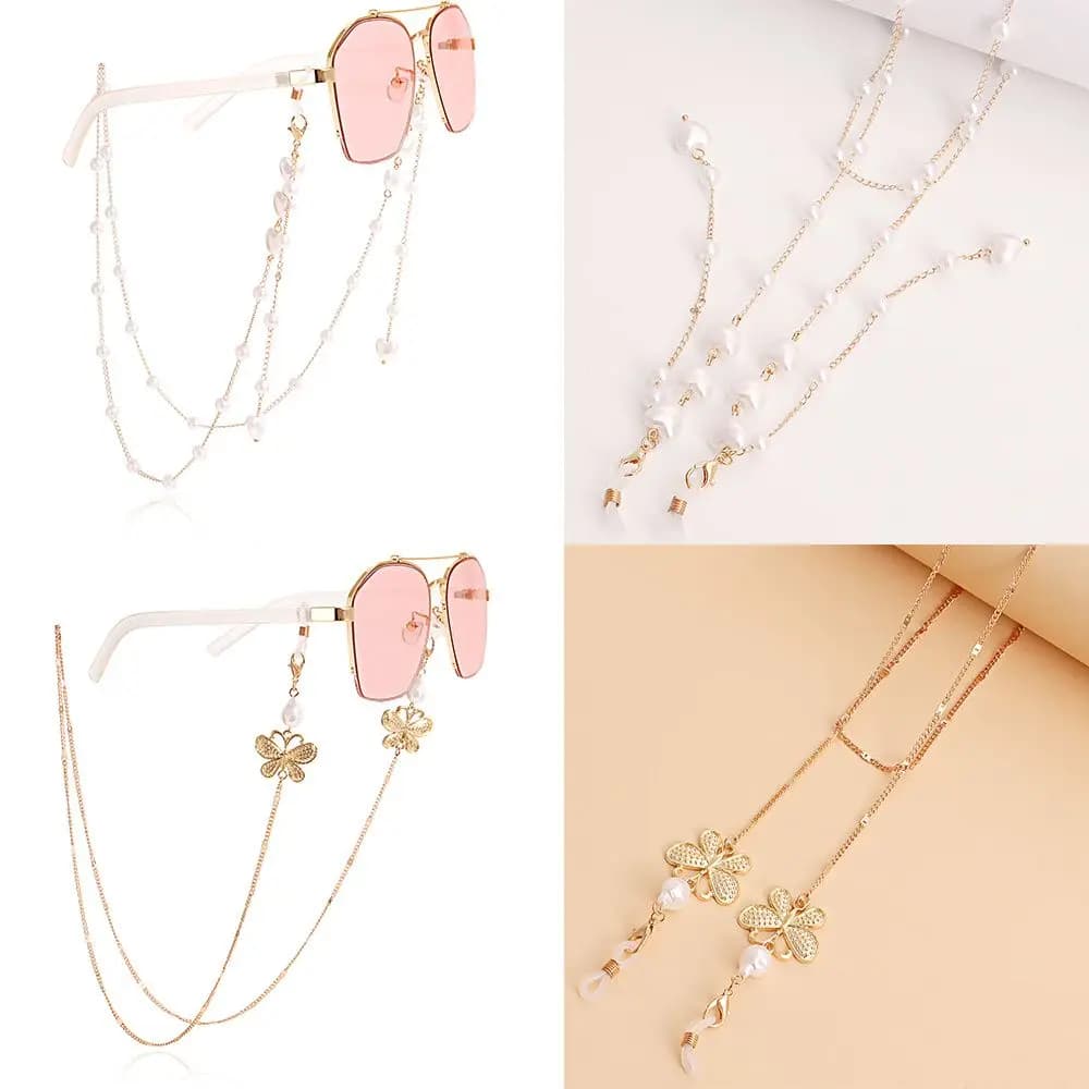 Adjustable Anti Slip Pearl Eyeglass Chain Sunglasses Antiskid Losing Chain Mask Strap Glasses Chain Face Mask Lanyard Neck Chain