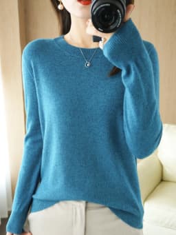 Autumn Winter Women Wool Sweater O-neck Long Sleeve Pullover Basic Casual Loose Style Famale Clothing Merino Wool Knitwear Tops