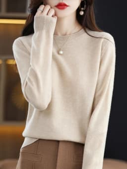 Autumn Winter Women Wool Sweater O-neck Long Sleeve Pullover Basic Casual Loose Style Famale Clothing Merino Wool Knitwear Tops
