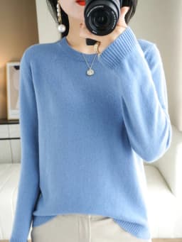 Autumn Winter Women Wool Sweater O-neck Long Sleeve Pullover Basic Casual Loose Style Famale Clothing Merino Wool Knitwear Tops