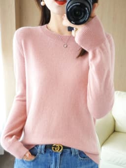 Autumn Winter Women Wool Sweater O-neck Long Sleeve Pullover Basic Casual Loose Style Famale Clothing Merino Wool Knitwear Tops