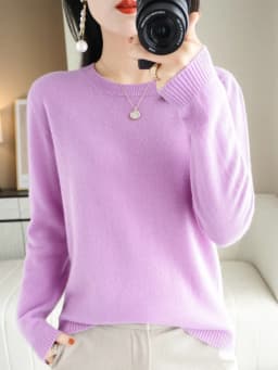 Autumn Winter Women Wool Sweater O-neck Long Sleeve Pullover Basic Casual Loose Style Famale Clothing Merino Wool Knitwear Tops