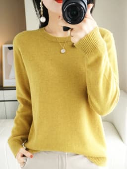Autumn Winter Women Wool Sweater O-neck Long Sleeve Pullover Basic Casual Loose Style Famale Clothing Merino Wool Knitwear Tops
