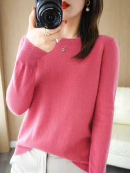 Autumn Winter Women Wool Sweater O-neck Long Sleeve Pullover Basic Casual Loose Style Famale Clothing Merino Wool Knitwear Tops
