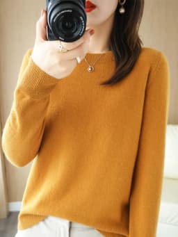 Autumn Winter Women Wool Sweater O-neck Long Sleeve Pullover Basic Casual Loose Style Famale Clothing Merino Wool Knitwear Tops